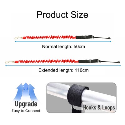 2x Kayak Canoe Elastic Paddle Leash Safety Fishing Rod Lanyard Accessories Rope TheSiliconValley Does Not Apply - фотография #8