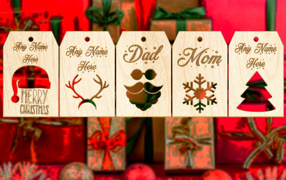 Customizable Christmas Gift Tag 5 Piece Wooden Ornament Set - Personalized Xmas Homemade Does Not Apply - фотография #2