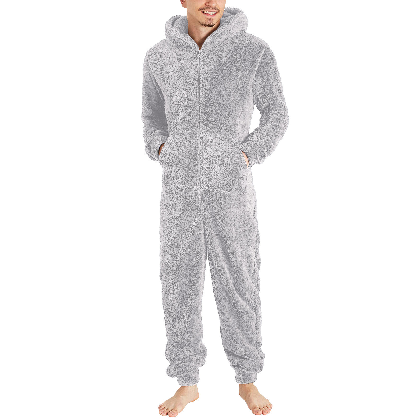Men Artificial Wool Long Sleeve Pajamas Casual Jumpsuit Pants for Men Formal Unbranded Does Not Apply - фотография #8