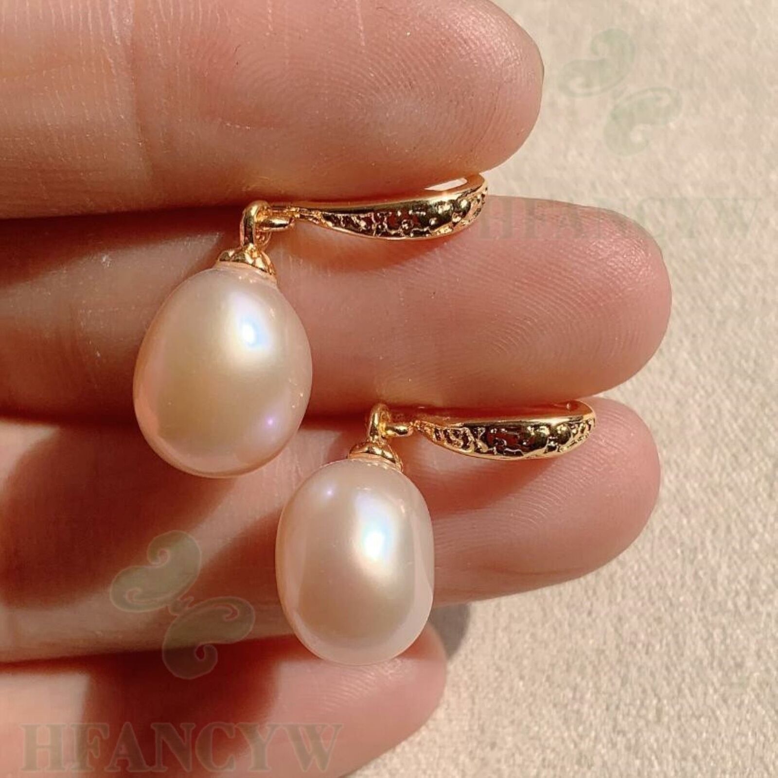 White Baroque Pearl Earring 18k Ear Drop Dangle Hook Cultured Mesmerizing Unbranded 3 - фотография #5