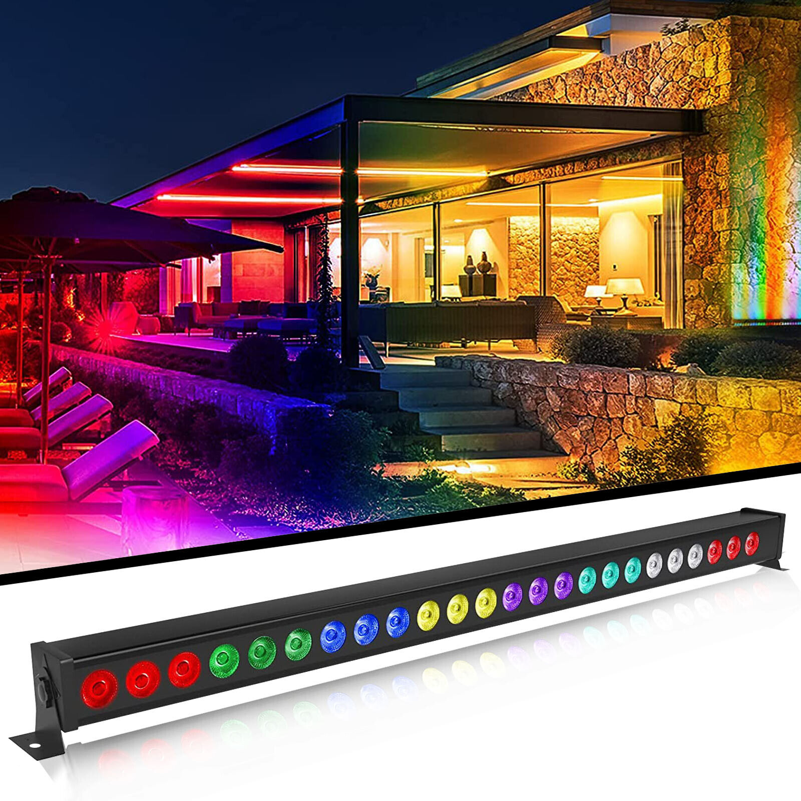 2PCS 24LED RGBWA Wall Wash Stage light Color Mixing DMX512 DJ Party Disco Lights U`King Does Not Apply - фотография #6