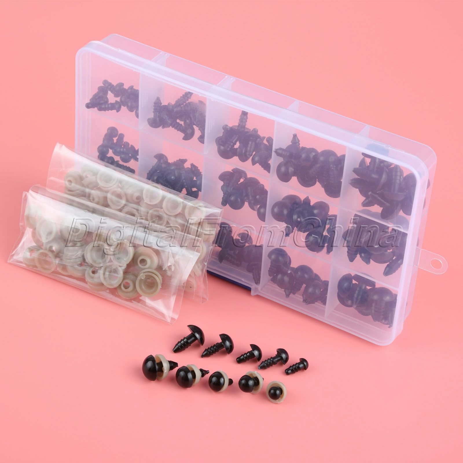 150Pcs Black Plastic Safety Doll Puppet Eyes 6/8/9/10/12mm For Creative Toys Unbranded Does Not Apply