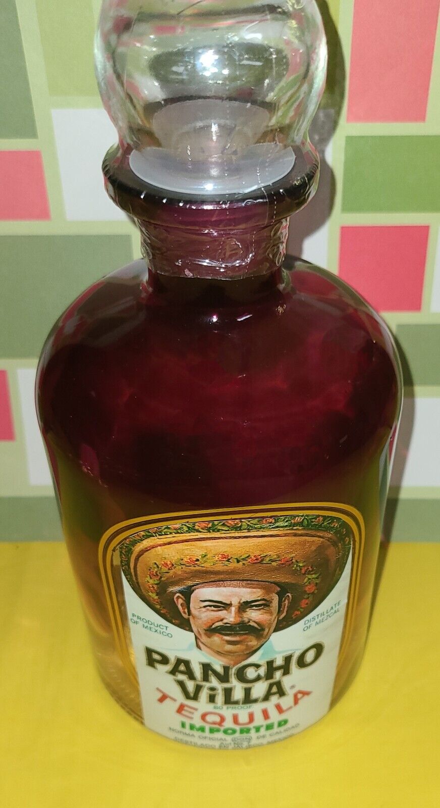 PANCHO VILLA TEQUILA  Label  Purple Glass Decanter bottle with stopper Pancho Villa Tequila - фотография #6