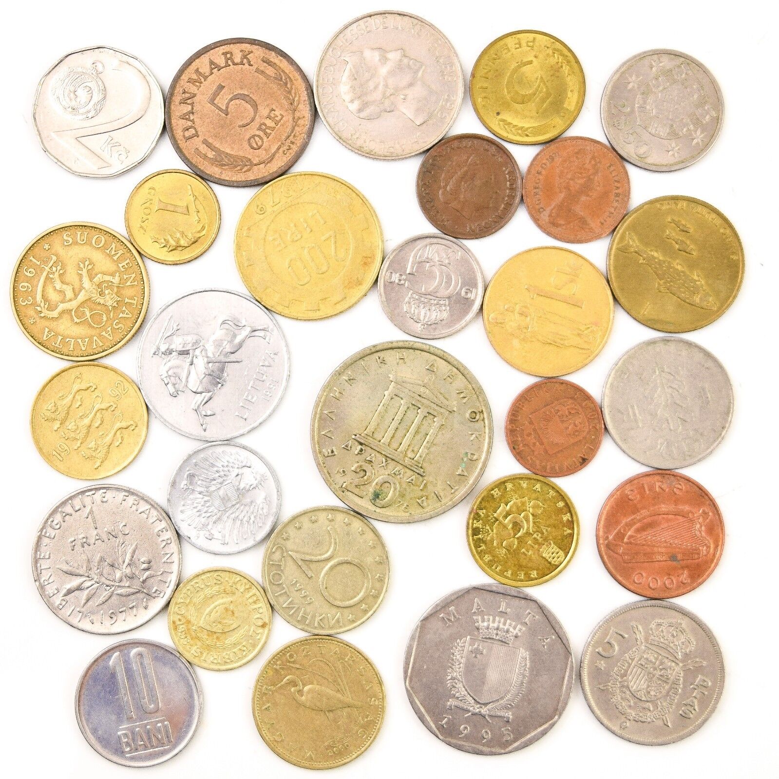 LOT OF 28 DIFFERENT COINS FROM EACH EUROPEAN UNION COUNTRY (PRE-EURO COLLECTION) Без бренда - фотография #9