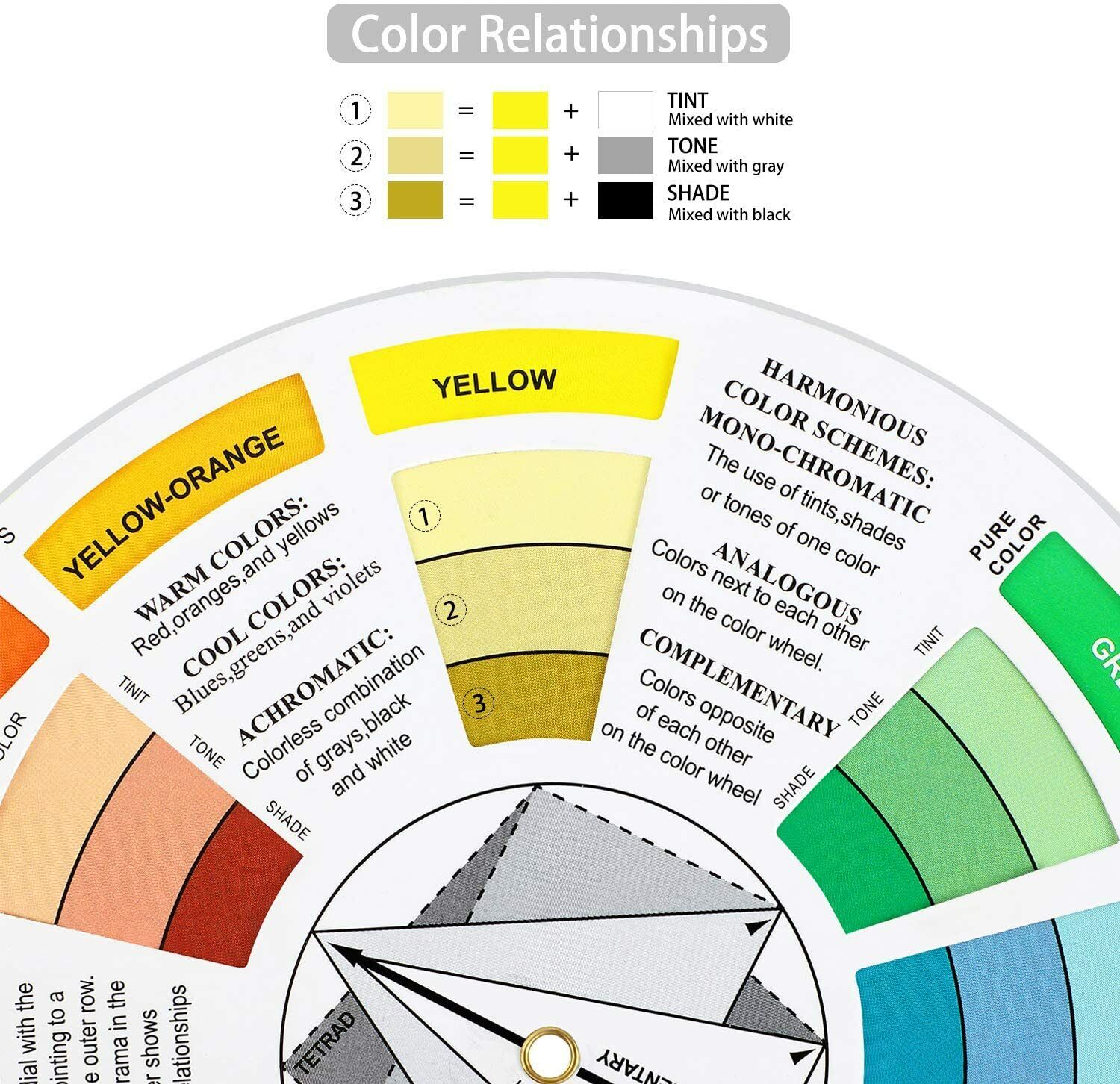 2) pcs LARGE Color Wheel 9.25"/23cm w/ Gray Scale Value Finder Painting Tatoo  Color Wheel alphatjwheel - фотография #3