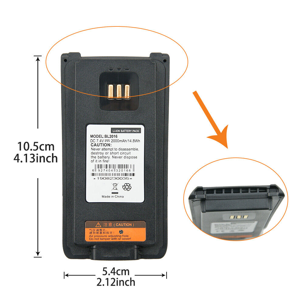10*BL2016 Replacement 2000mAh Li-ion Battery for Hytera PD985 PD985U 2-Way Radio Vineyuan Does Not Apply - фотография #4