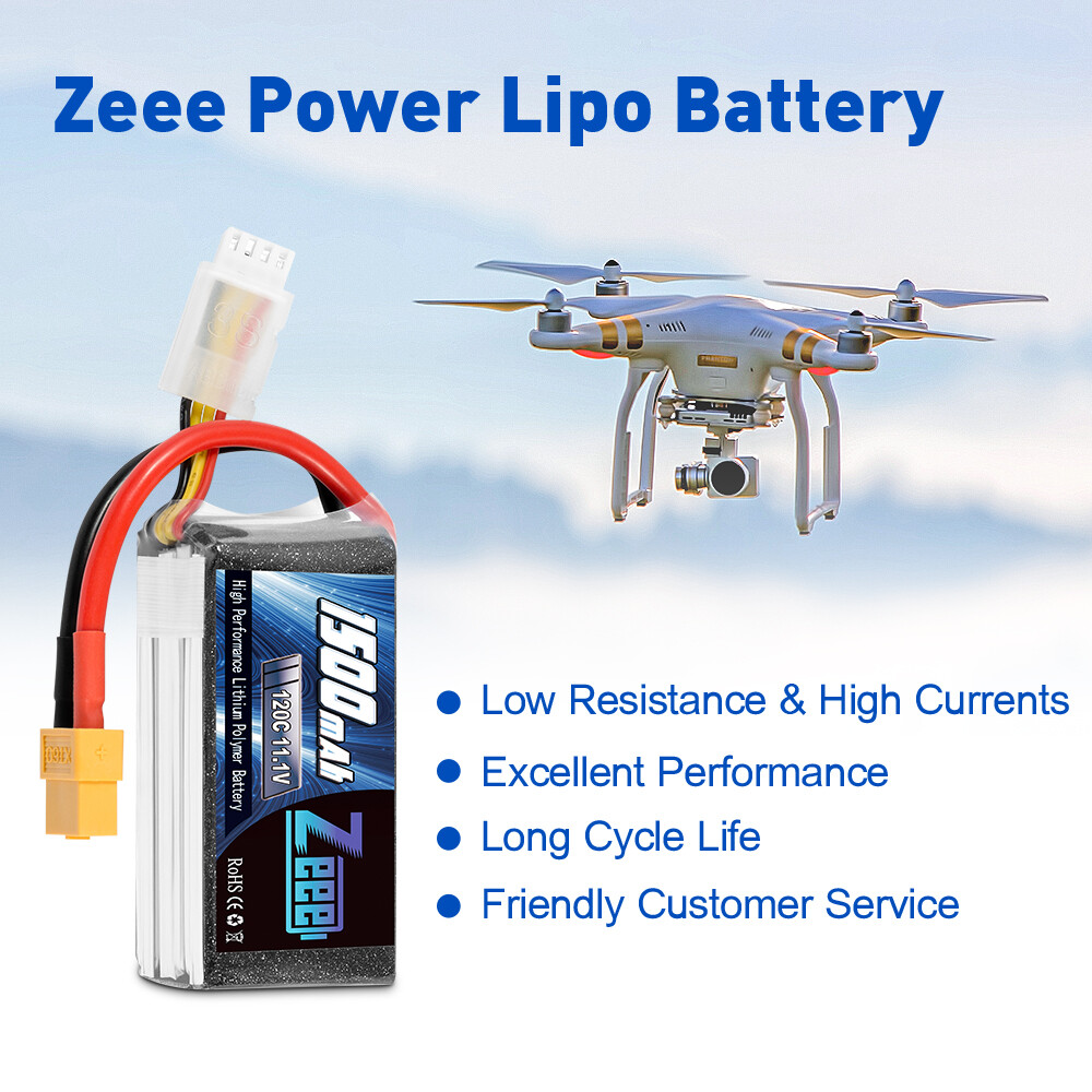 2PCS Zeee 1500mAh 120C 11.1V 3S Graphene LiPo Battery XT60 for RC FPV Quad Drone ZEEE Does Not Apply - фотография #6