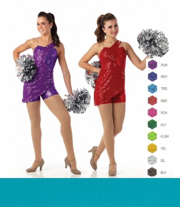 Fired Up TURQUOISE Child Small Dance Team Costume Foil UNITARD w/Sequin Overlay Cicci