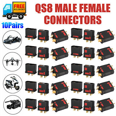 10Pair QS8 Anti-Spark Male Female Connectors Set for RC Lipo Battery Car W/Cover EEEKit DOES NOT APPLY