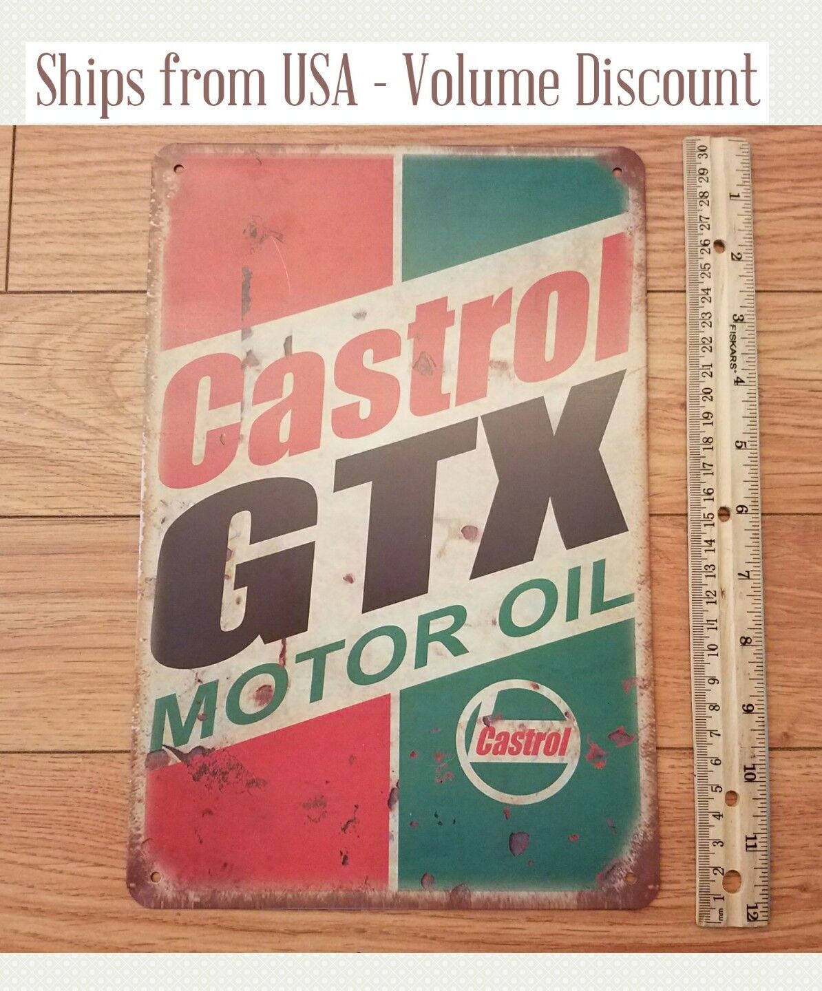 Castrol Motor Oil Sign Castrol GTX Oil Castrol Lubricants Garage Shop Tin Sign Castrol