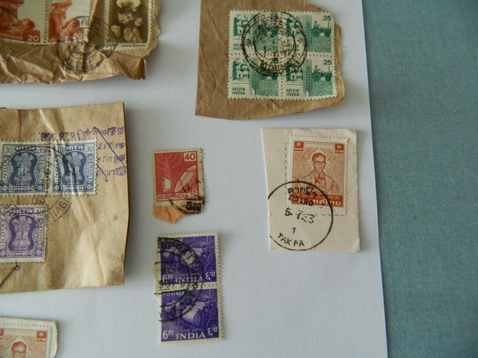 Vintage Stamps India & Thailand  Blue Purple Green Brown 1950-1980 Без бренда - фотография #3