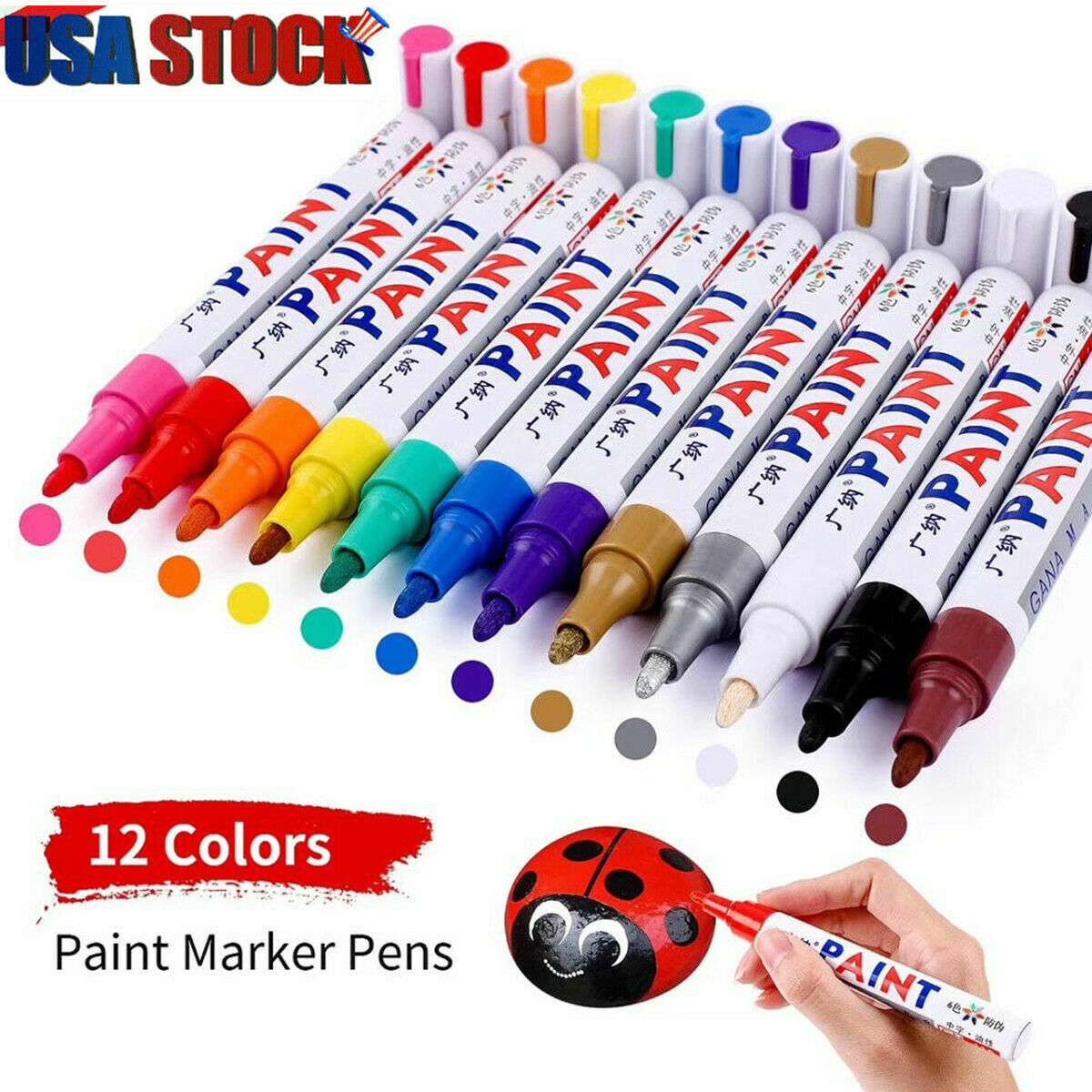 12Pcs Waterproof Permanent Paint Marker Pen For Car Tyre Tire Tread Rubber Metal Unbranded Does Not Apply