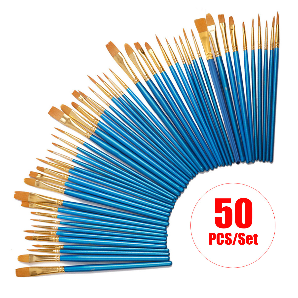 50PCS Paint Brushes Acrylic Painting Brush Set Art Watercolor Paintbrushes Craft Unbranded Does Not Apply