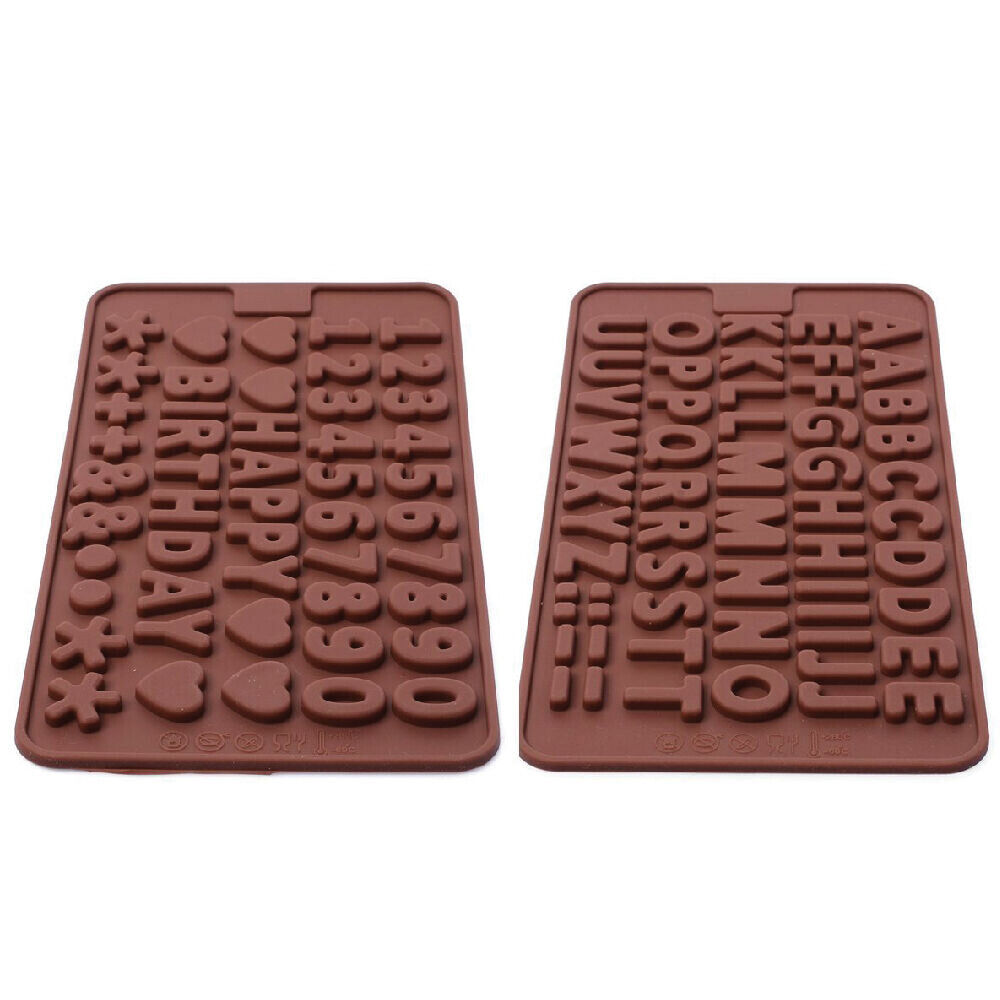 Set 2 Pack Silicone Alphabet Number Happy Birth day Fondant Mold candy Chocolate Unbranded