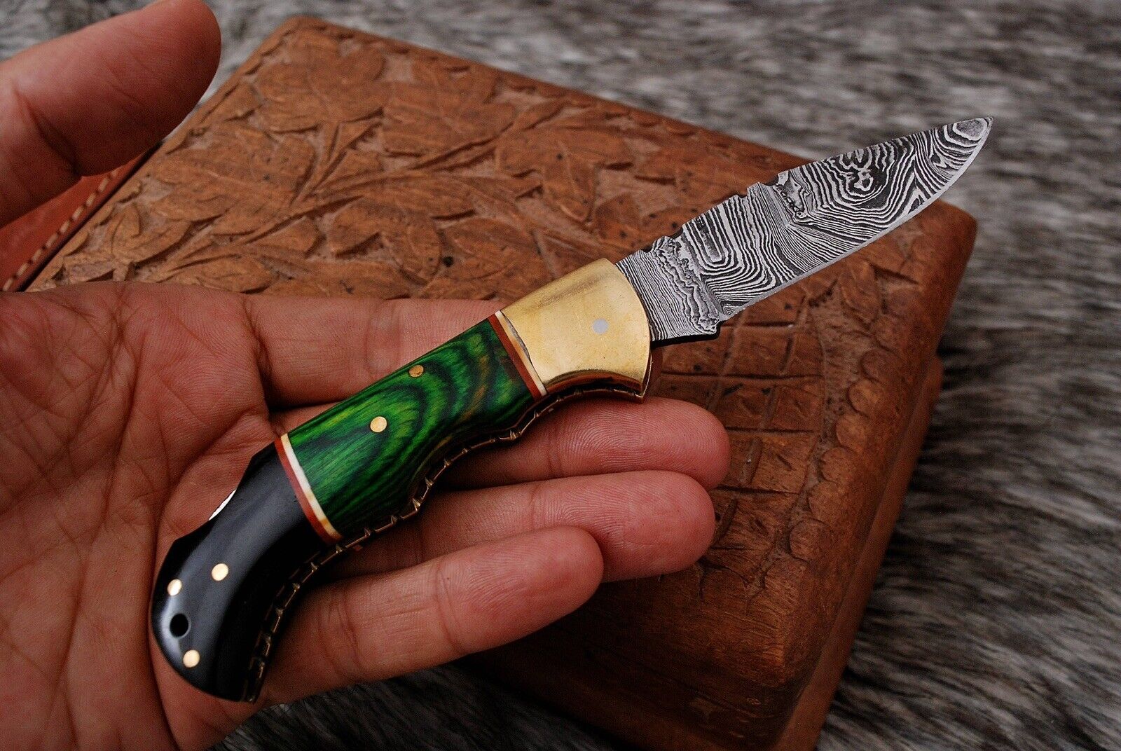 HANDMADE DAMASCUS STEEL FOLDING BLADE POCKET KNIFE X421 Handmade 421x