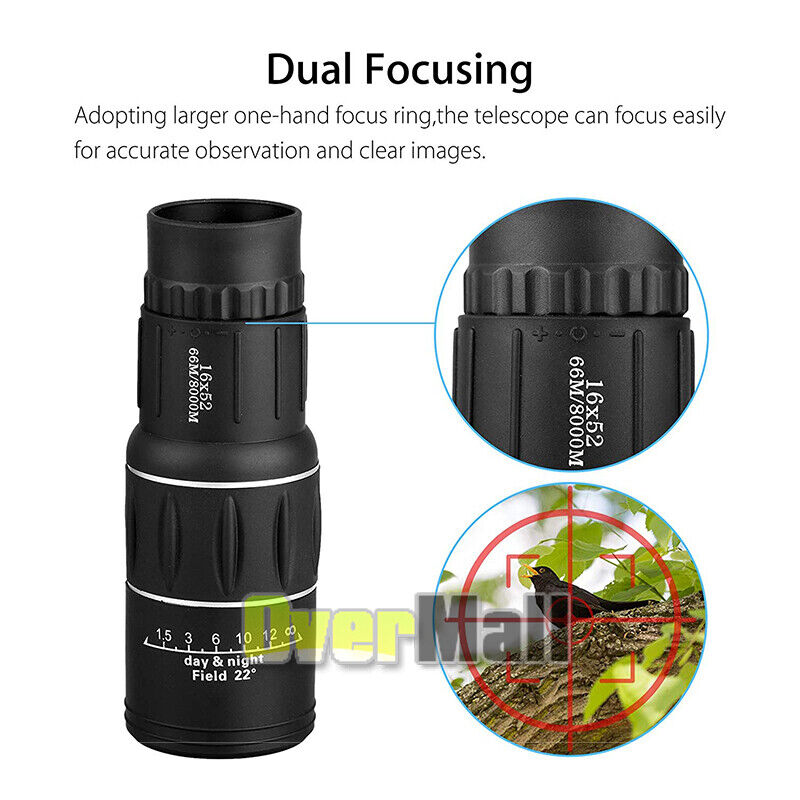 16x52 Zoom HD Vision Monocular Telescope Hunting Camera HD Scope + Phone Holder MUCH Does Not Apply - фотография #10
