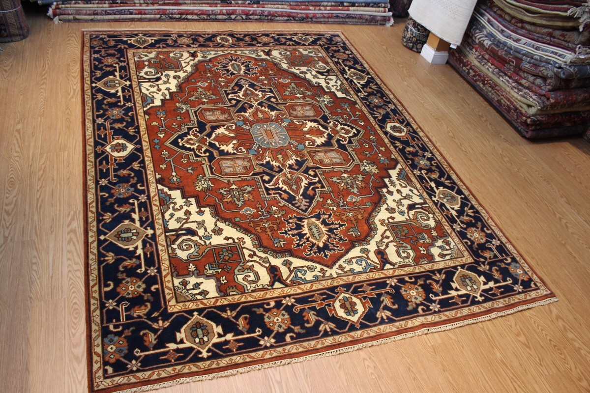 12X9_HAND-MADE_ Traditional Medallion KAZAK Design Rust Rug #5337 ***WOOL-RUG*** Pamir _PERSIAN_RUG_ - фотография #3