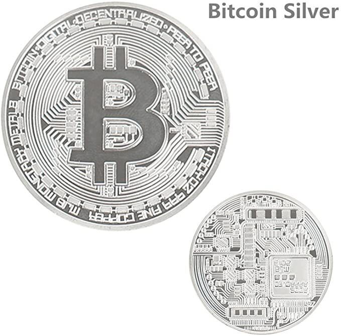 10Pcs Physical Bitcoin Coins Commemorative Silver Plated Bit Coin Collectible US Без бренда - фотография #4