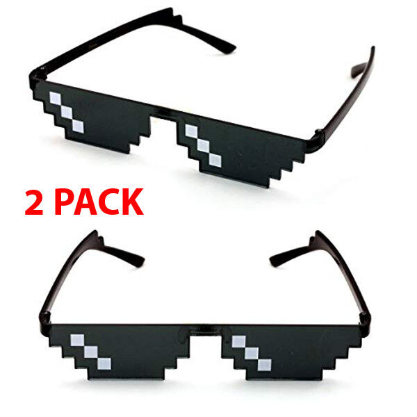 2 Pack Thug Life Sunglasses 8 Bit Pixel Deal With IT Glasses Sunglasses Digital 999Sunglasses Does Not Apply