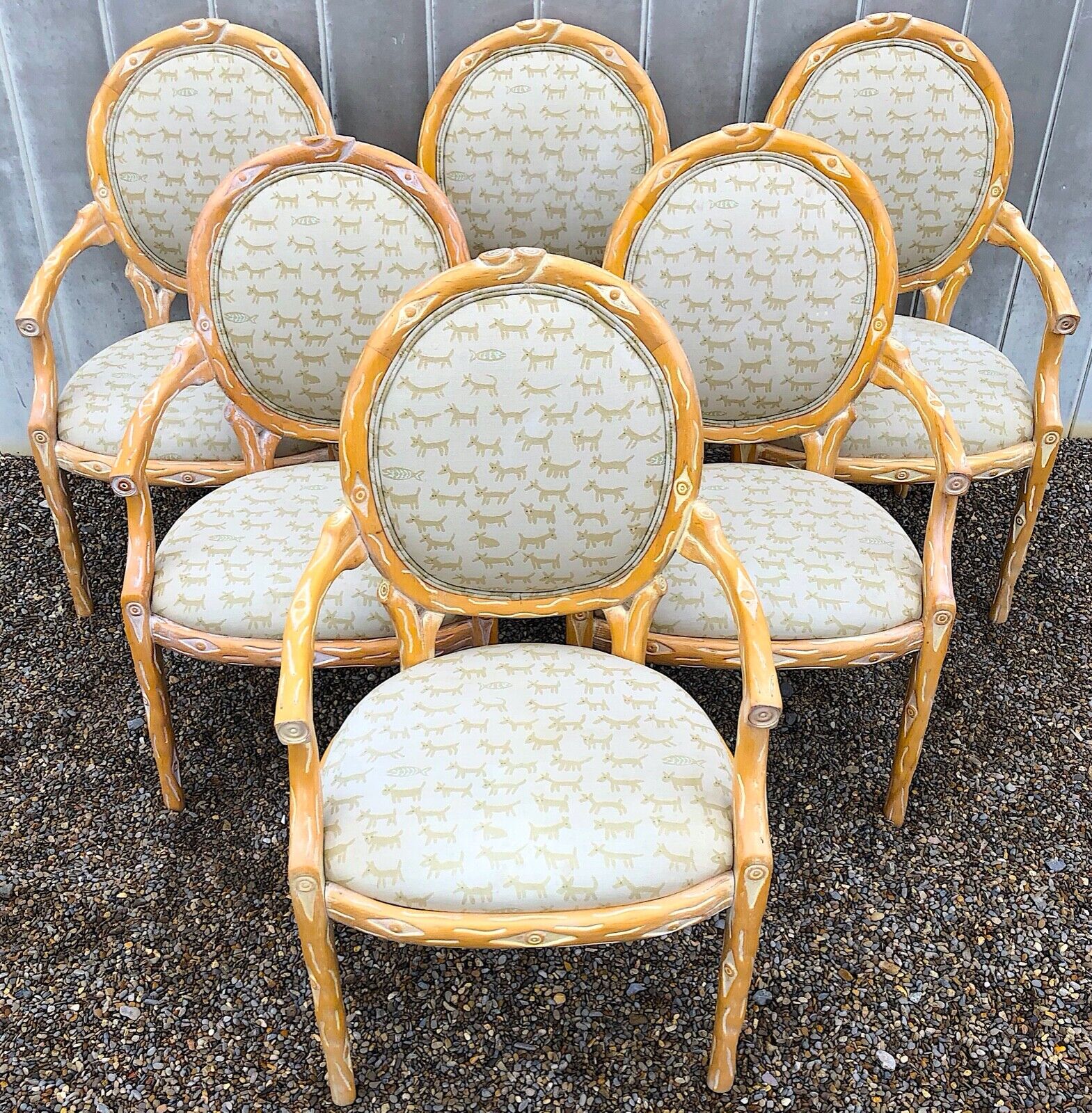 1970s Louis XVI Faux Bois Armchairs With Donghia Upholstery - Set of Six Без бренда - фотография #12