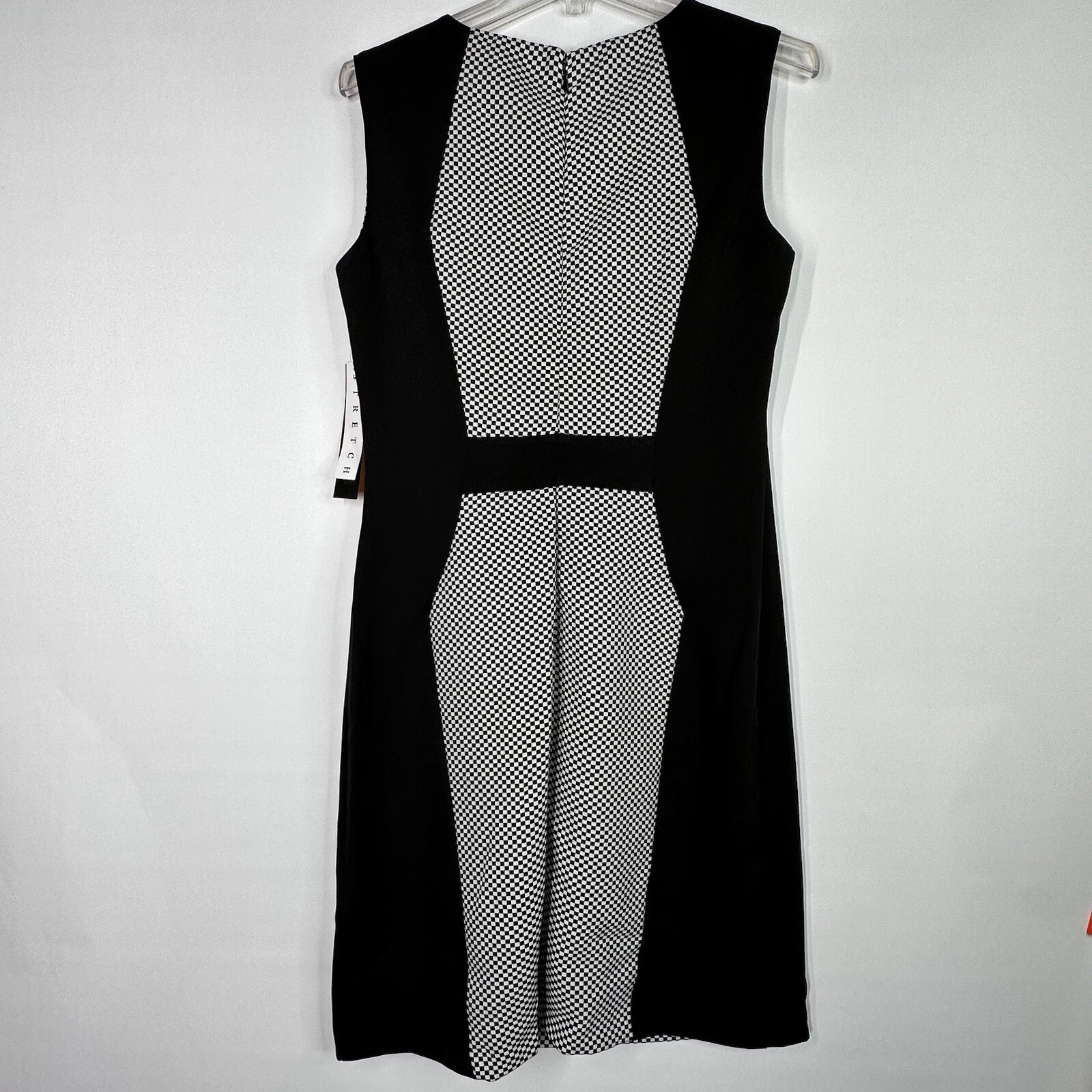 I LE Stretch Sheath Dress 8 Black Check Sleeveless Career Party Work Sexy NEW I LE - фотография #8