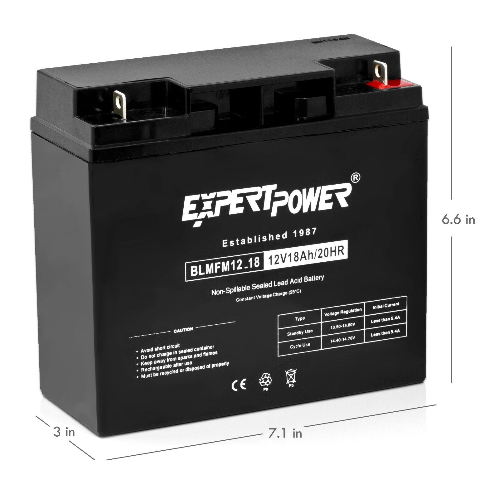 2 EXP12180 12V 18AH Battery for APC SmartUps 1400 1500 [Replacement for UB12180] ExpertPower EXP12180 - фотография #5