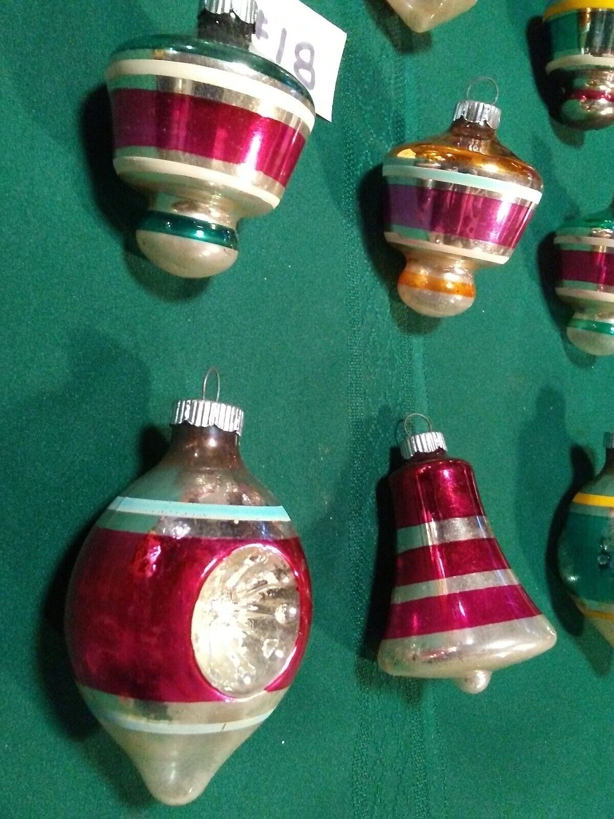 Lot of 12 Vtg Glass Double Indent Lantern Atomic Christmas Ornaments Shiny Brite Shiny Brite - фотография #6