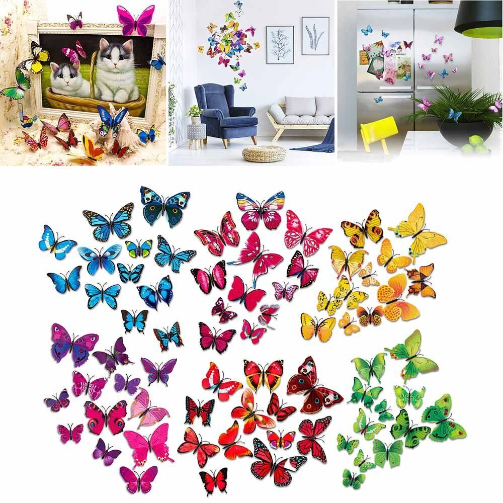 72pcs 3D Butterfly Wall Stickers Removable Mural Decals DIY Art Home Decoration Unbranded Does Not Apply