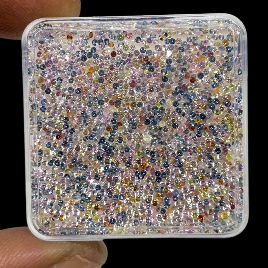 500 Pcs Natural Multi Sapphire 0.9mm-1mm Round Diamond Cut Loose Gemstones Lot Selene Gems