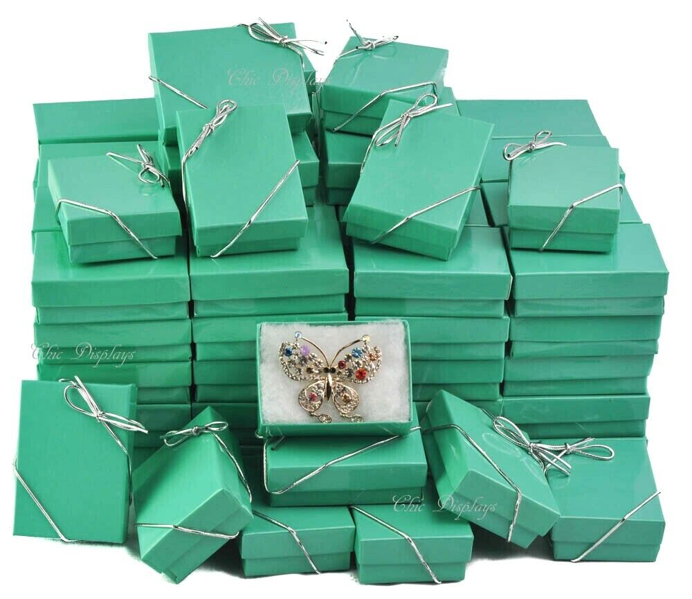 100pc Teal Jewelry Gift Boxes Wholesale Teal Gift Boxes Green Boxes +FREE Bows Unbranded