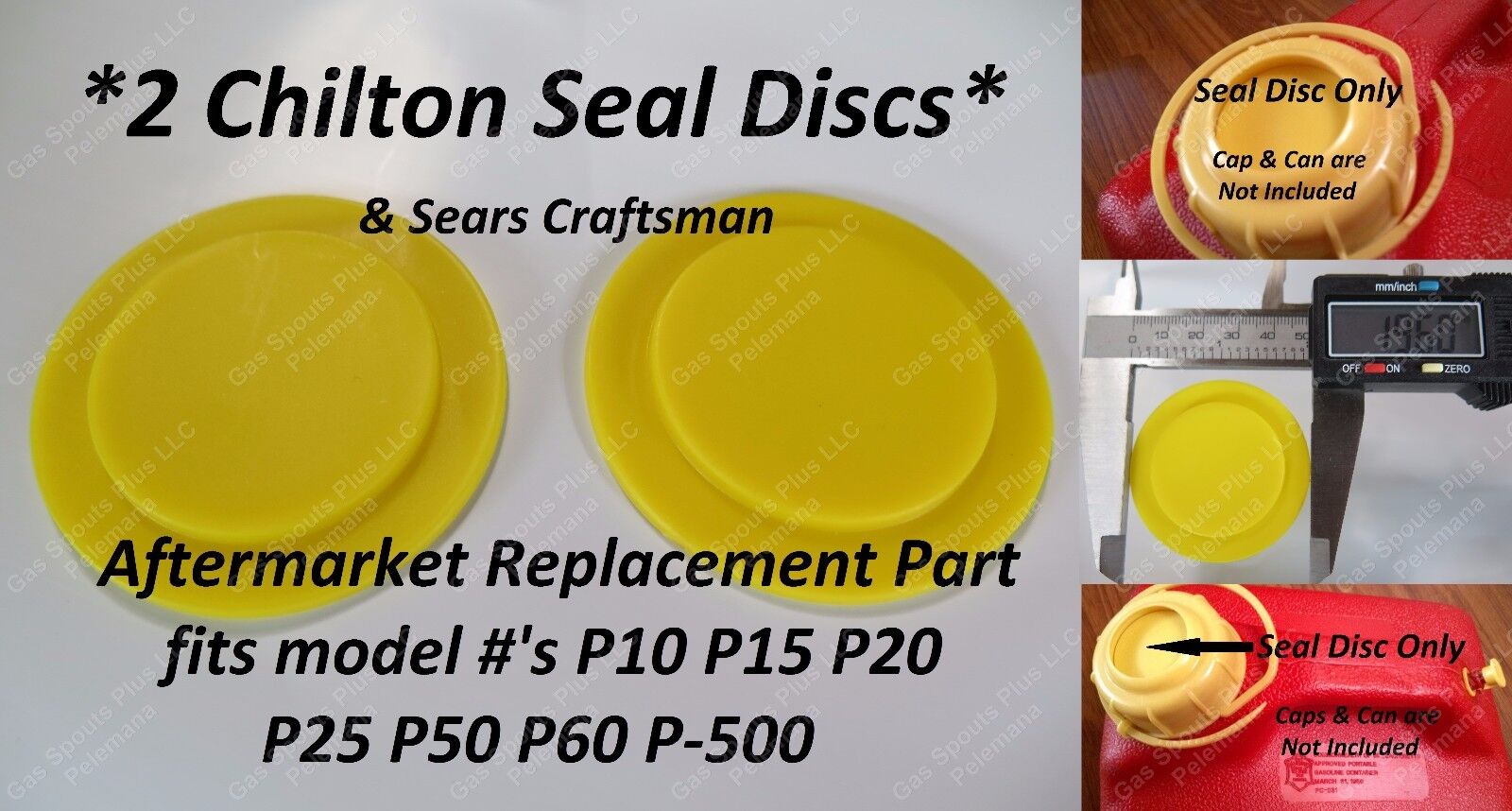 "2 NEW CHILTON SEAL DISCS" Sears Craftsman Gas Cans P10 P15 P20 P25 P50 P60 P500 CHILTON SEARS CRAFTSMAN GSP-CHILTONSD
