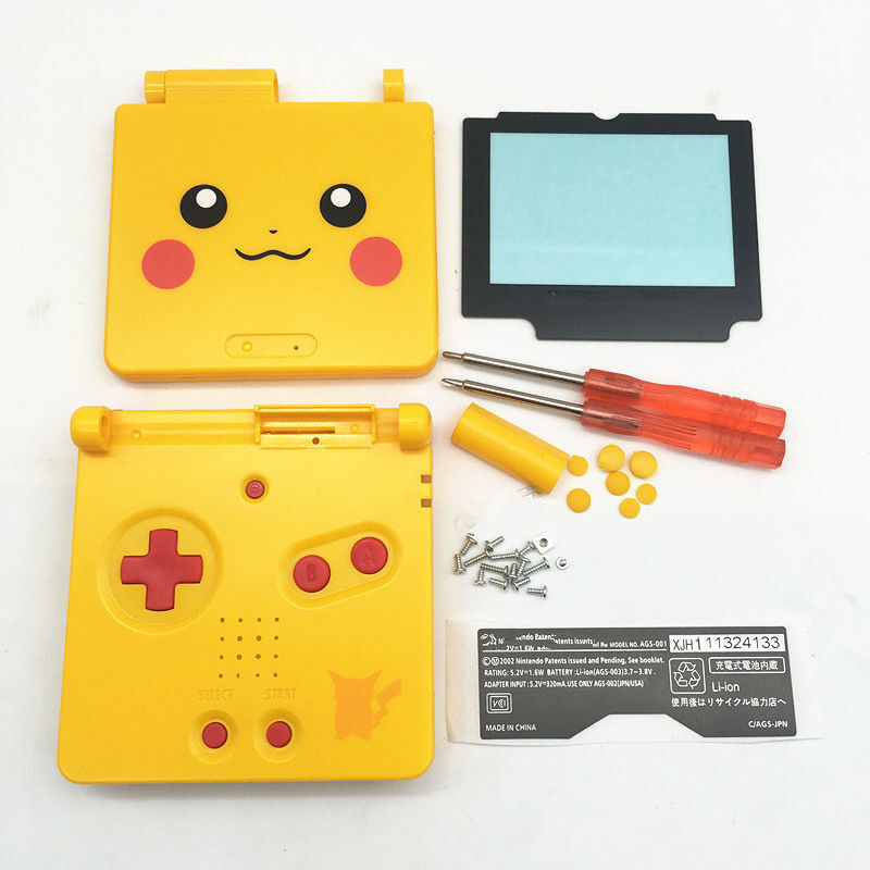 GBA SP Game Boy Advance SP Replacement Housing Shell Screen Lens Pikachu Yellow Nintendo Does Not Apply - фотография #4