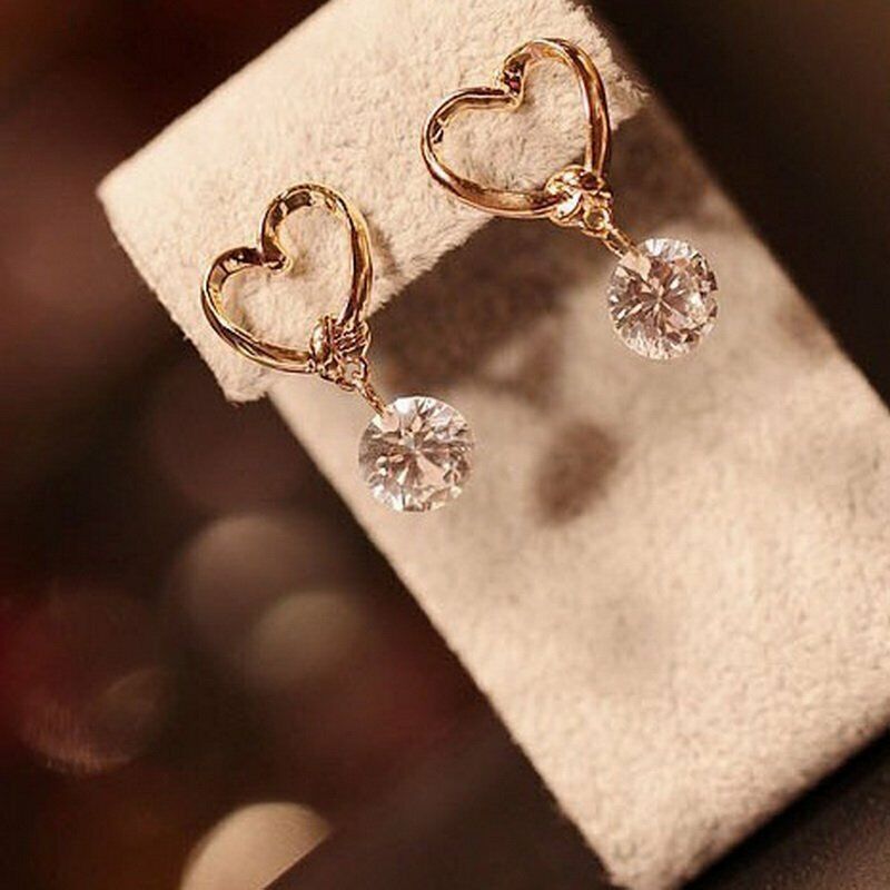 Heart Zircon Pearl Earrings Stud Dangle Women Wedding Party Jewelry Fashion Gift Rinhoo Does not apply - фотография #3