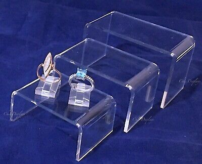 3pc Acrylic Riser Set Jewelry Showcase Fixtures Counter Displays Jewelry Risers Unbranded