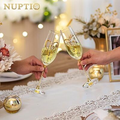  50th Anniversary Champagne Flutes: Set of 2 Crystal Toasting Glasses with Gold Does not apply Does Not Apply - фотография #3