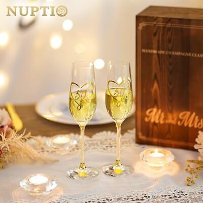  50th Anniversary Champagne Flutes: Set of 2 Crystal Toasting Glasses with Gold Does not apply Does Not Apply - фотография #4