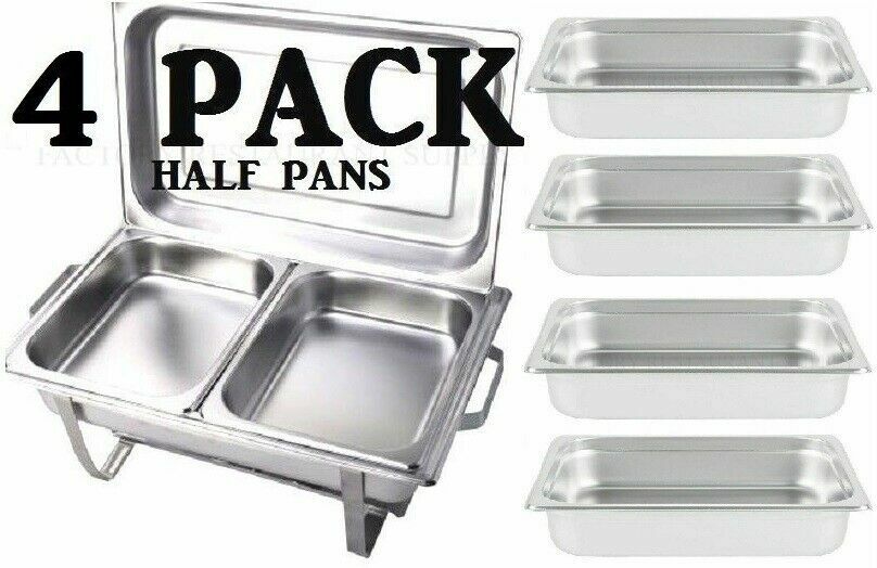 HALF INSERTS ONLY 4 PACK 2 1/2" Deep Stainless Steel Chafing Dish Chafer Pan Choice 4070229 - фотография #11