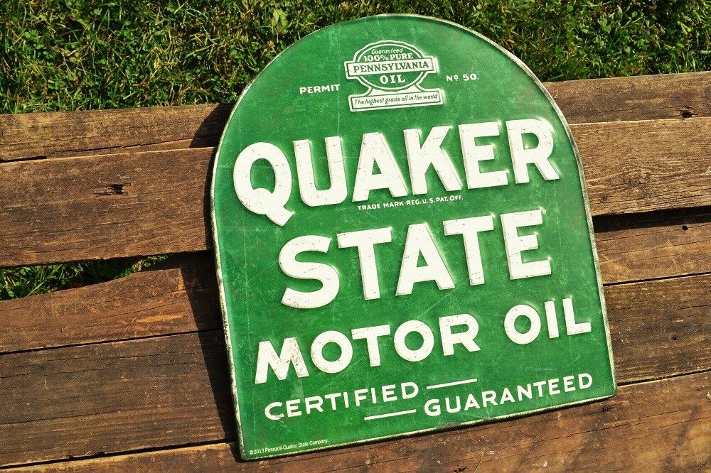 Quaker State Motor Oil Embossed Tin Metal Sign - Gasoline - Retro - Tombstone Без бренда - фотография #2