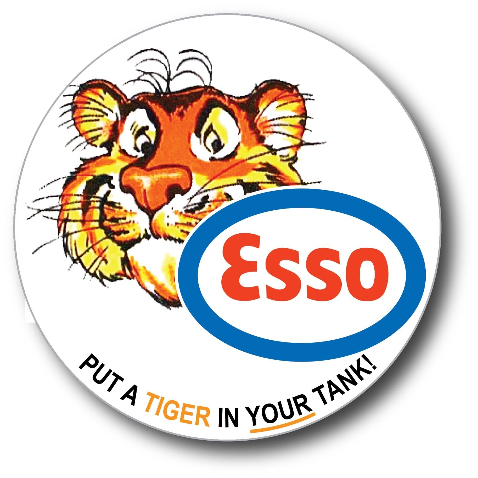 ESSO GASOLINE TIGER IN YOUR TANK HIGH GLOSS OUTDOOR 3.5 INCH DECAL STICKER  ESSO