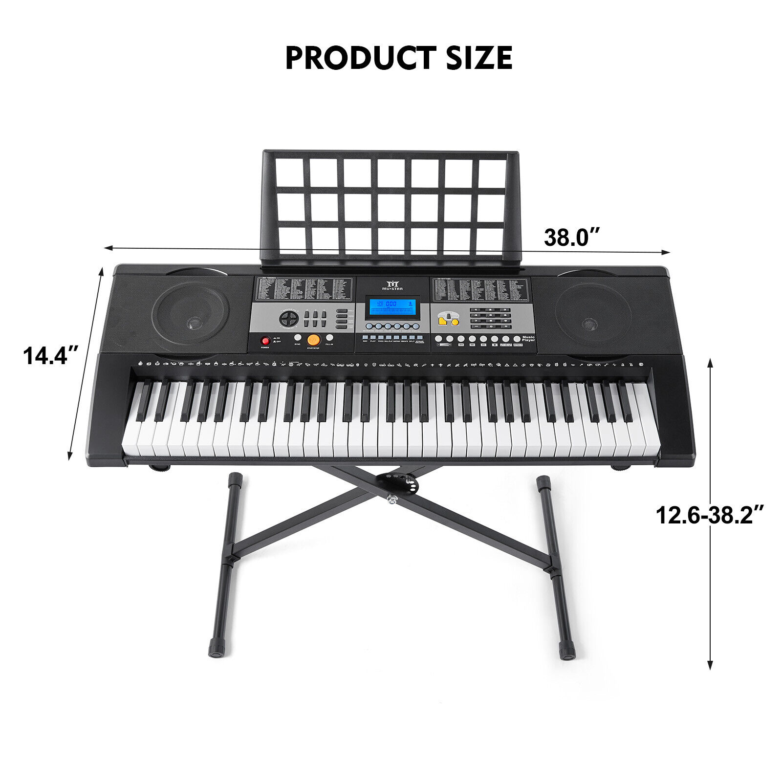 61-Key Digital Piano Electronic Keyboard Portable Headphone Microphone W/Stand Mustar U6010600 - фотография #3