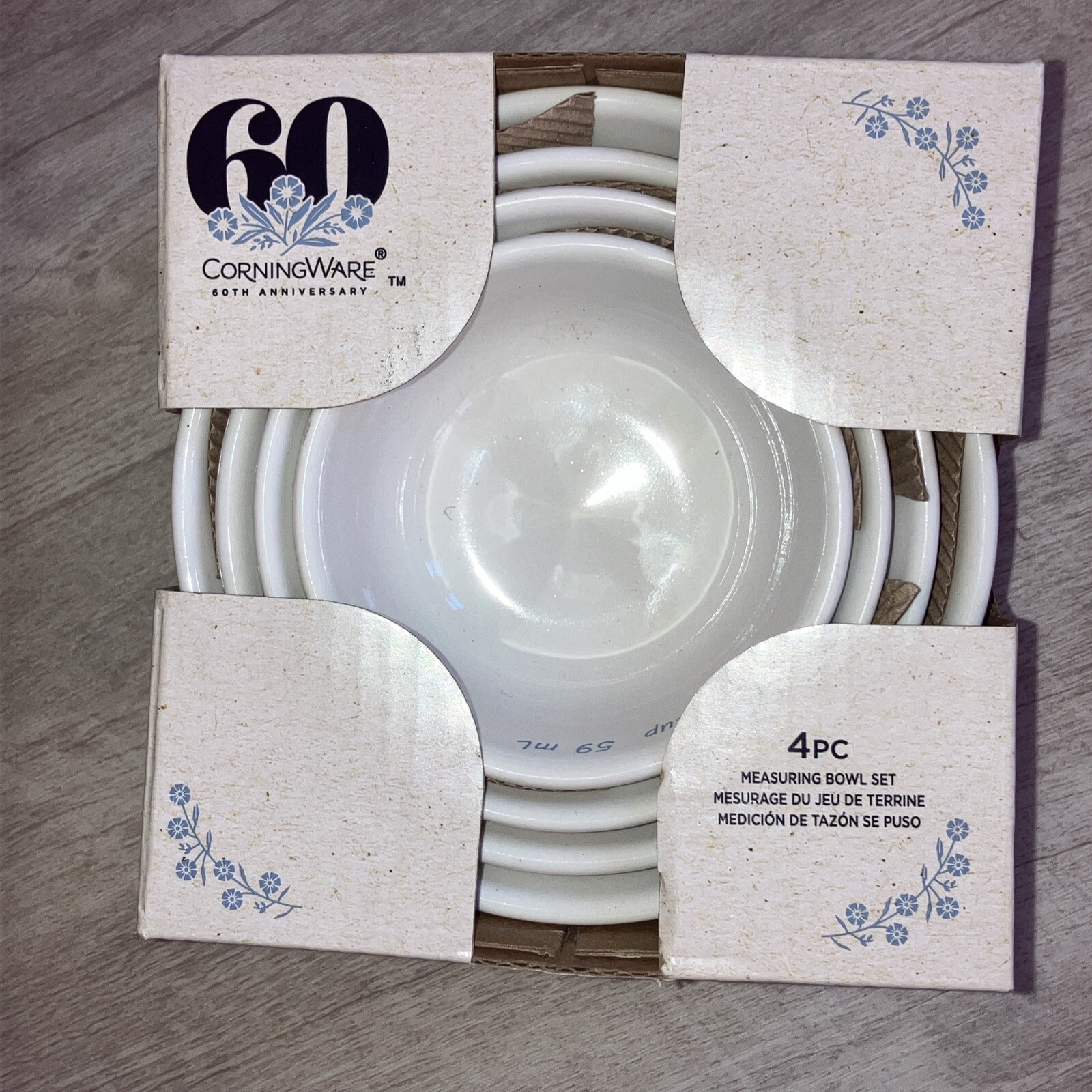 Corningware cornflower blue 60th anniversary 4pc measuring bowl set NEW CorningWare