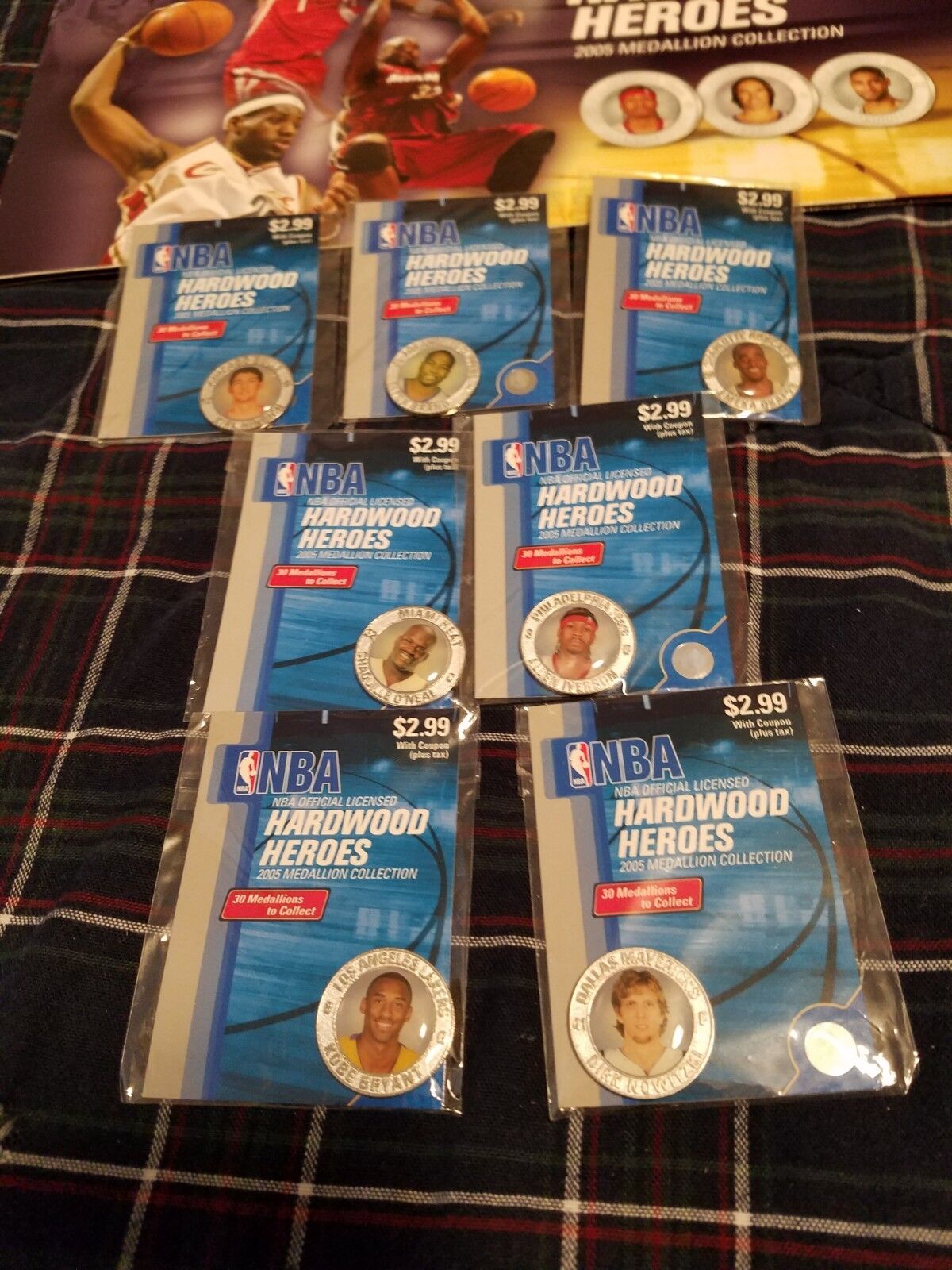 NBA MEDALLION Complete Set - 2005 Hardwood Heroes - KOBE BRYANT  LEBRON JAMES + Unknown - фотография #7