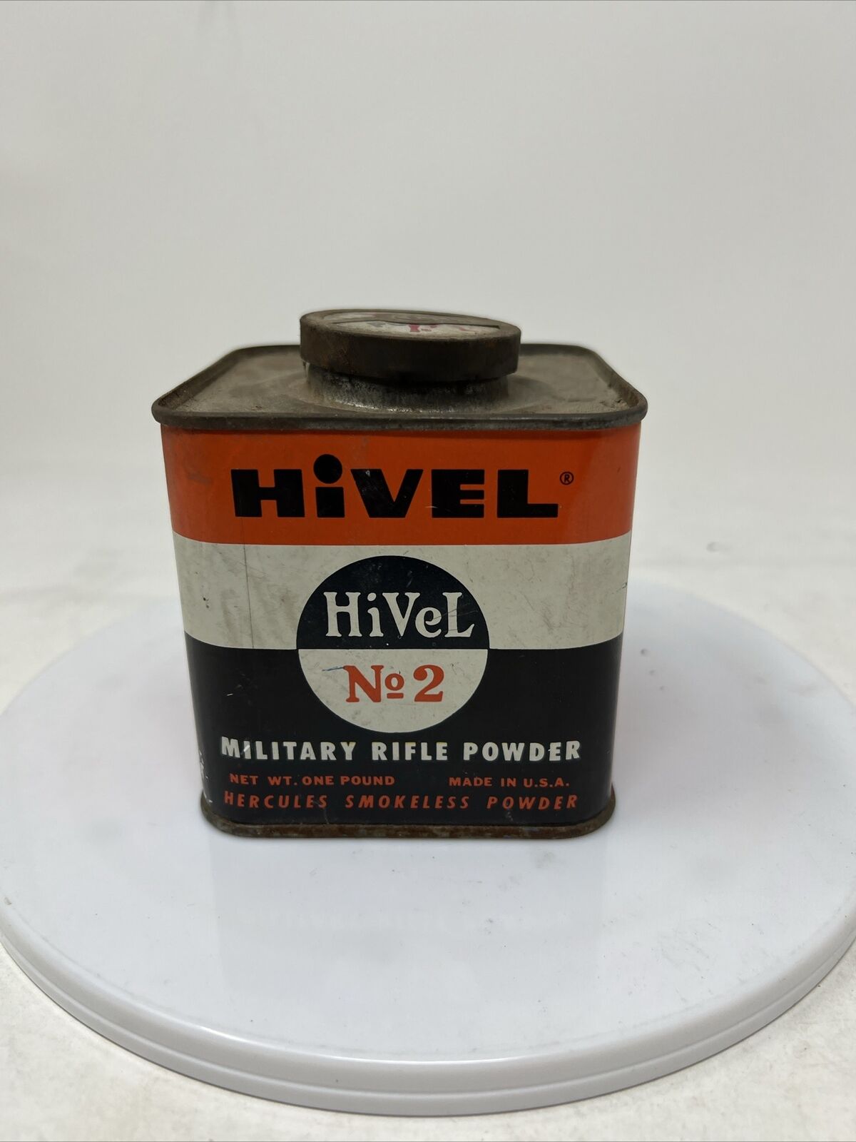 Vintage Hivel Smokeless Powder Can Military Rifle Powder No. 2 Early 1900's Hivel