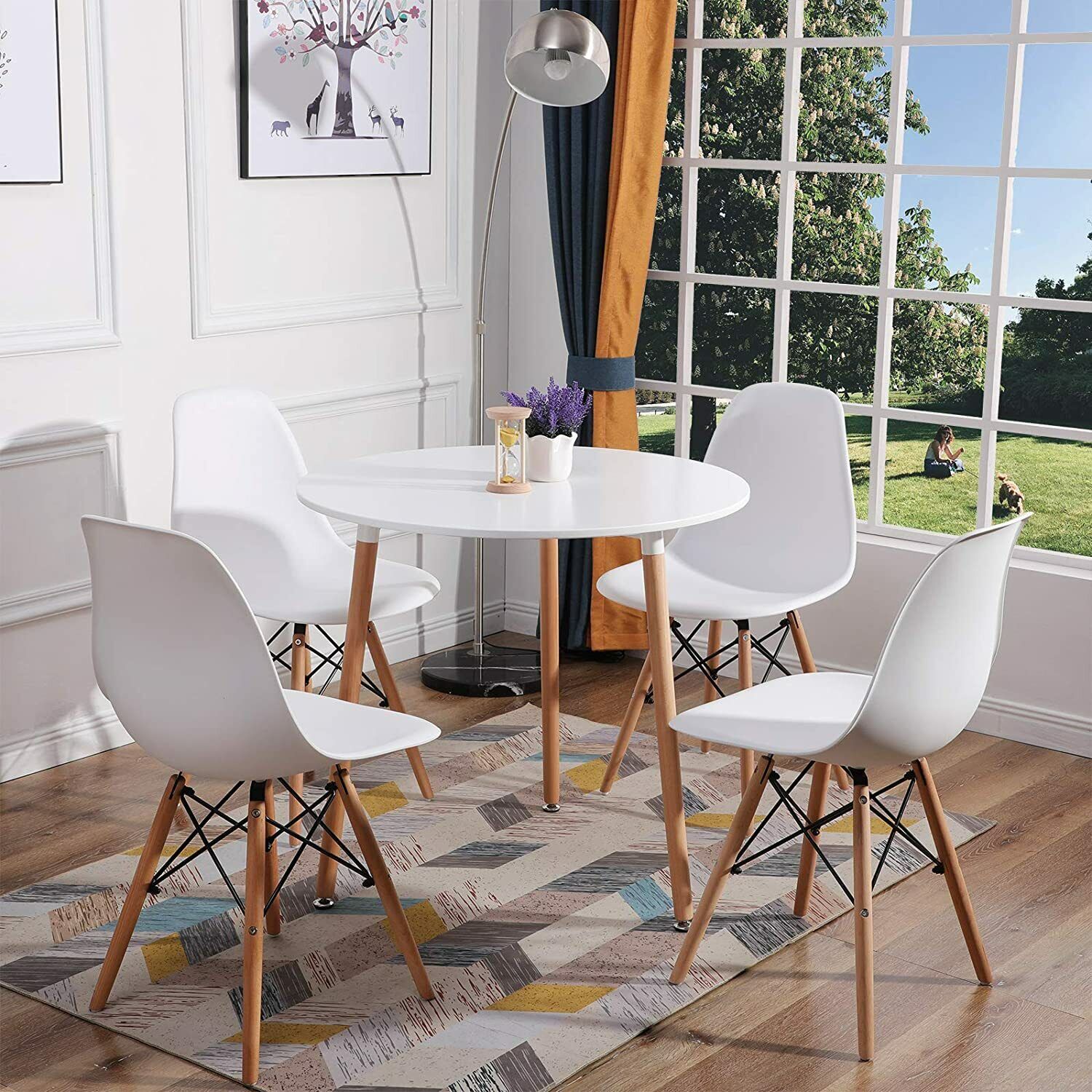 Set of 4 Dining Chair Plastic Chair for Kitchen Dining Bedroom Living Room White Fetines Does Not Apply - фотография #11