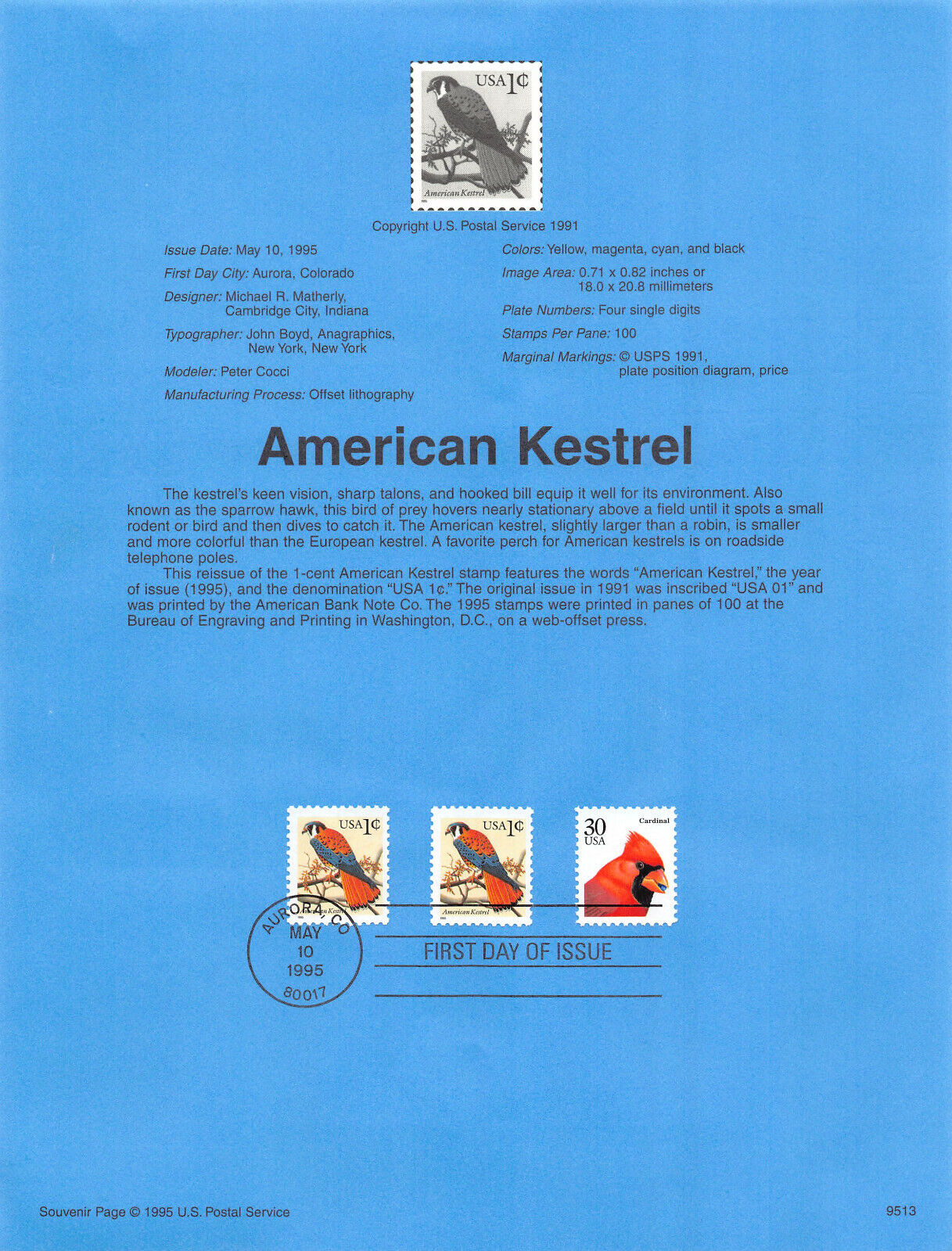USPS 1995 USPS Souvineer Page collection  (B08 C01) - a set of 9 items.  USPS - фотография #2
