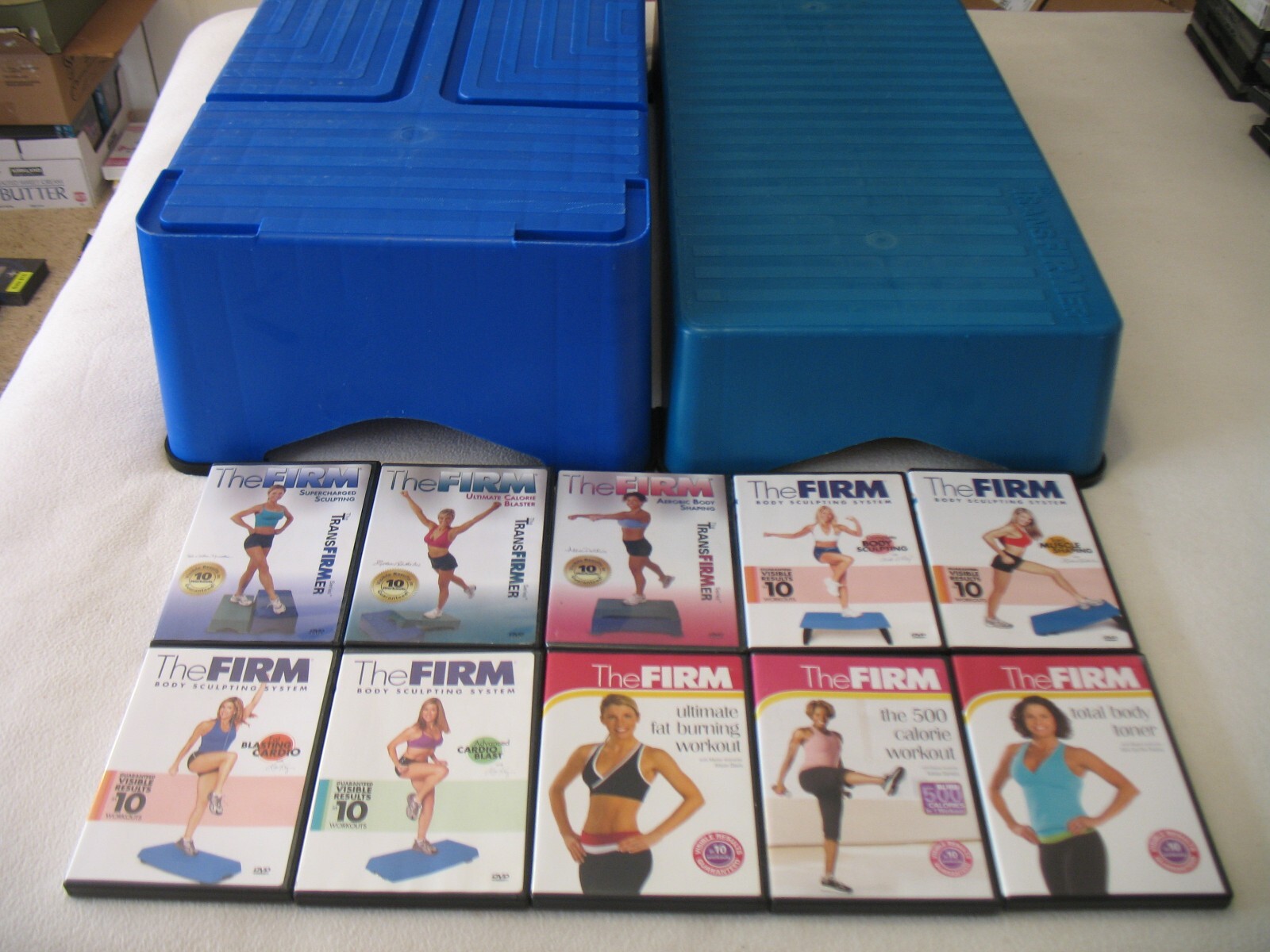 The FIRM TransFirmer Exercise Steps Stepper with (10) Firm DVDs "All 8 Feet" The Firm Transfirmer