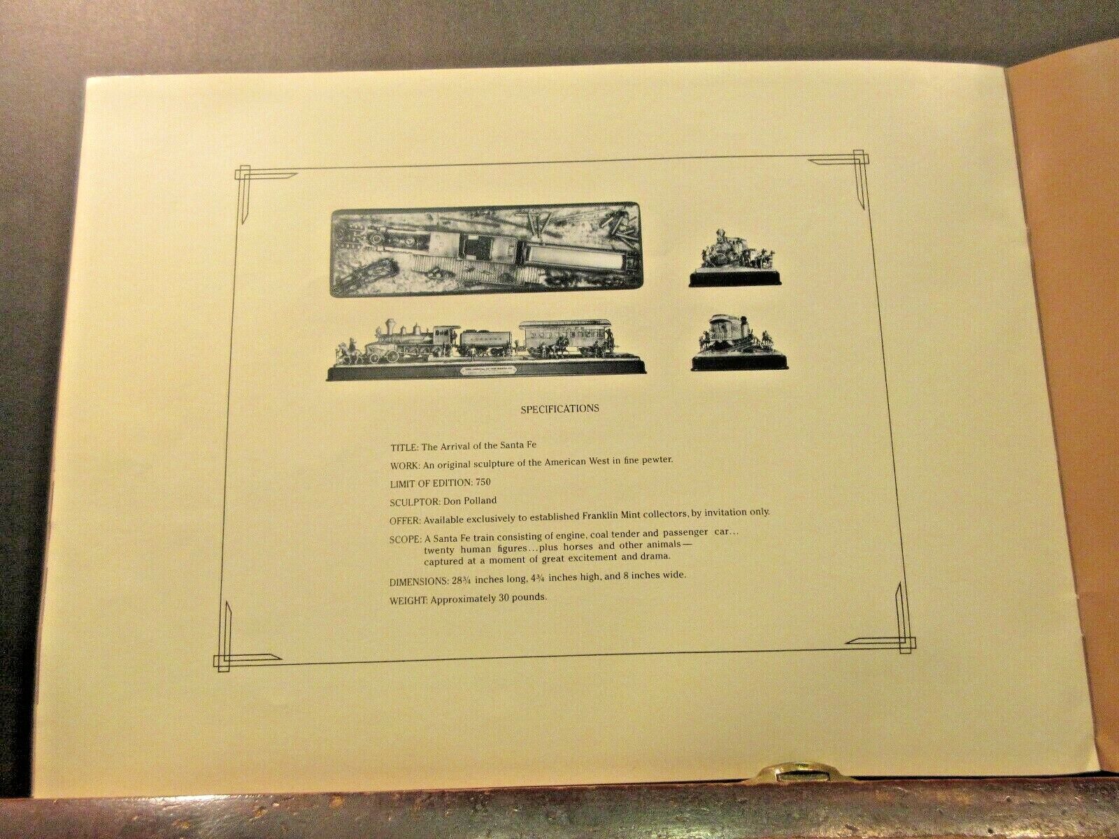 THE ARRIVAL OF THE " SANTA FE " FRANKLIN MINT ORGINAL INVIATION BROCHURE   1979 Без бренда - фотография #10
