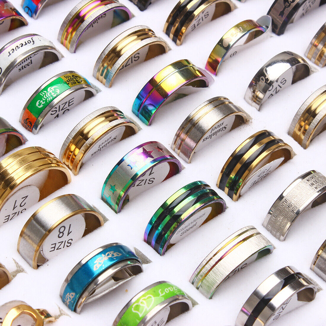New 200pcs Stainless Steel rings Wholesale Men Women Fashion Jewelry 17-22 Unbranded - фотография #6