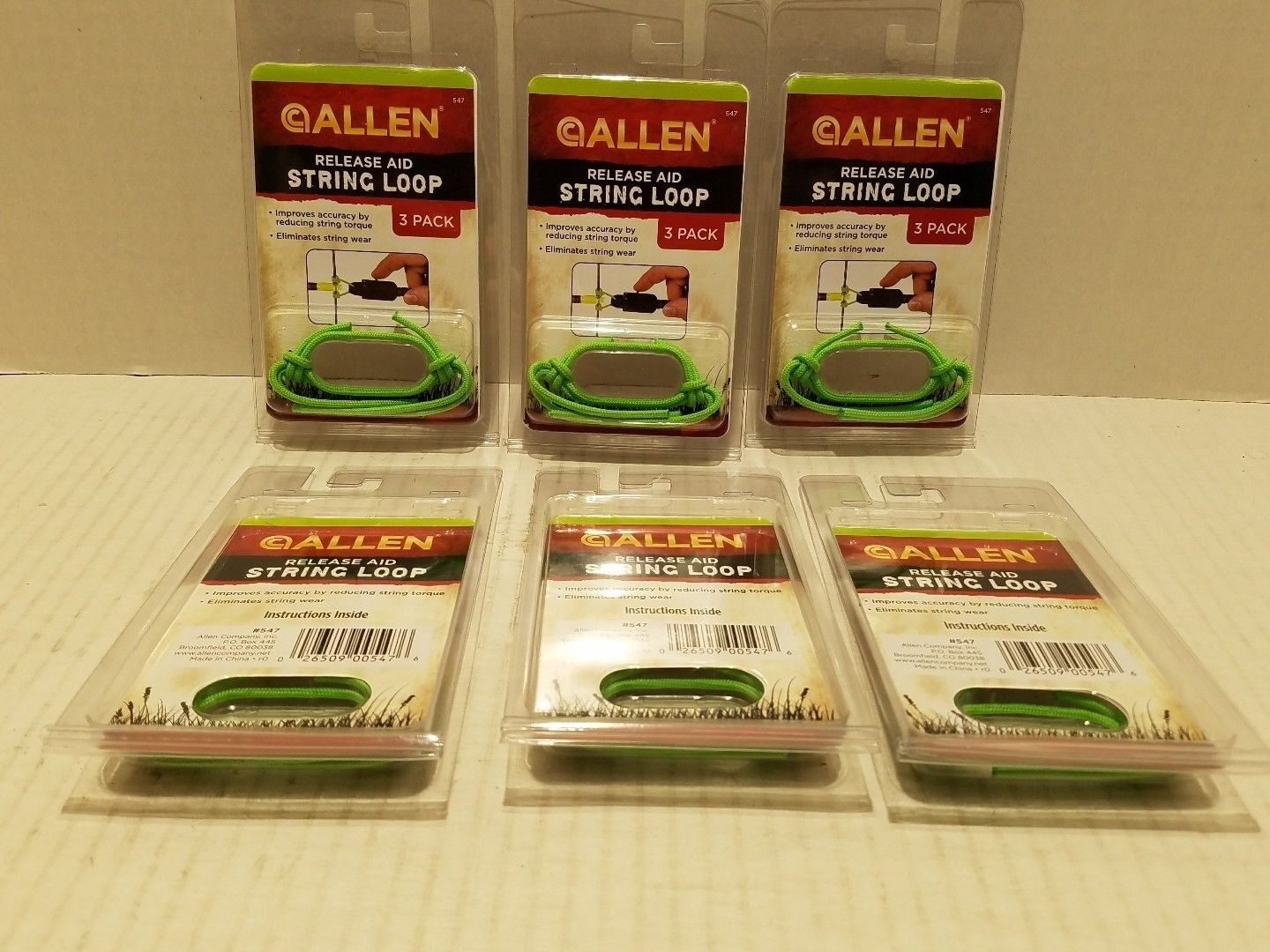 ALLEN Release Aid String Loops Green 3 Pack - 547 - 2 Cases of 6 Loops Allen 547