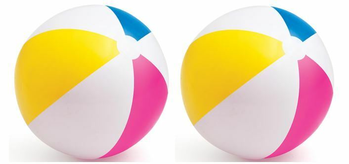 Intex Glossy Panel 24in Multi Color Beach Ball (Pack of 2 Balls), Free Shipping Intex 59030EP